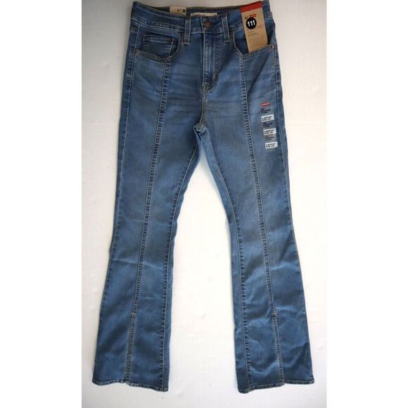 Levi's Women's Sz 6 Medium W28 L32 Blue 726 High Rise Flare Split-Hem Jeans - Picture 1 of 9